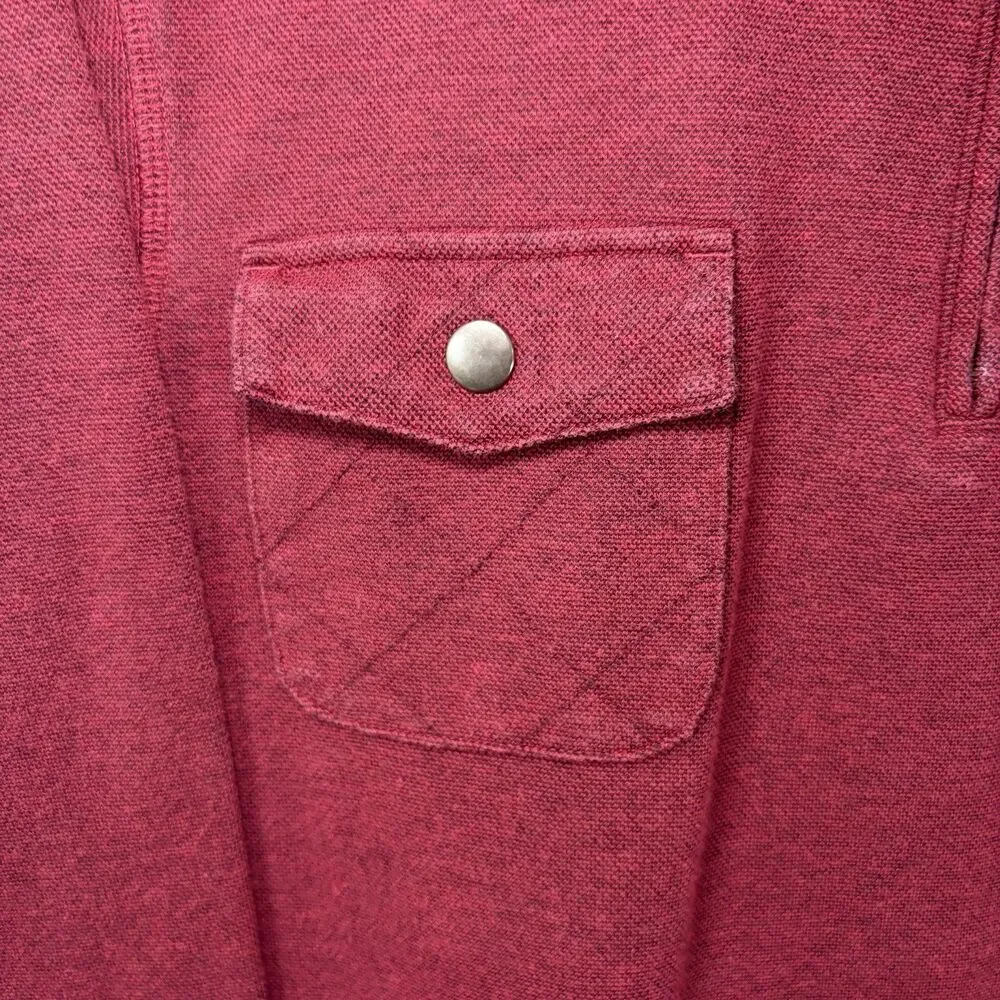 Banana Republic 1/4 Zip Pullover Sweater Mens Medium Red Snap Pockets Preppy